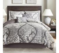 Madison Park Ropa de Cama Ligera para Todas Las Estaciones, Fundas, Falda de Cama, Almohadas Decorativas, algodón, Viena, Pizarra Damasco, California King (104 x 92 Pulgadas)