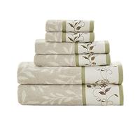 Madison Park Serene Cotton 6-Piece Towel Set with Green Finish MP73-7907