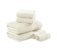 Madison Park Signature Juego de Toallas turcas 100% algodón de 600 g/m², de Lujo, Gruesas, Suaves, absorbentes, para Hotel, Toallas de baño, Ducha, Cara, Varios tamaños, Natural, 6 Piezas