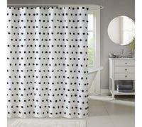 Madison Park Sophie Trendy - Cortina de Ducha con Detalles texturizados, decoración Moderna de baño, Pantalla de privacidad de baño, Lavable a máquina, 72 x 72 Pulgadas, Negro/Blanco