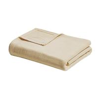 Madison Park Tejido de Cesta de Hilado Fresco Manta de algodón de Lujo Suave y acogedora para Cama, sofá, Amarillo, Matrimonio