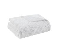 Madison Park Zuri Manta de felpa suave de lujo de gran tamaño de piel sintética con diseño de rayas de animales, visón sintético en la parte trasera, moderna manta para clima frío para cama, sofá sofá, 60 x 70, color blanco