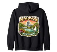 Madison Wisconsin Souvenir City State Capital Retro Vintage Sudadera con Capucha