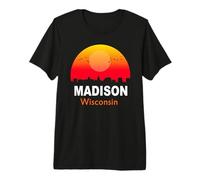 Madison Wisconsin Vintage Sunset Retro City State USA Camiseta Premium