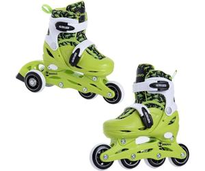 Madivo Dino Conjunto Infantil 2en1 Patines en Línea/Triskates AJUSTABLES | Patines ABEC-5 | Patines en línea convertibles a patines de ruedas | Verde/Negro | Tallas: 26-29, 30-33 (S (30-33))