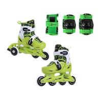 Madivo Dino Set 2 en 1 patines en línea/patines de tres ruedas AJUSTABLE | patines de ruedas ABEC-5 | patines en línea convertibles en patines de ruedas | Verde/Negro | Tallas: 26-29, 30-33 (S (30-33