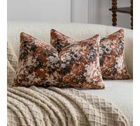 Madizz Juego de 2 Fundas Decorativas para Cojines Floral Fundas Suaves de Jacquard Sólidas para Sofá Cama Sala de Estar Carbón Terracota 30x50 cm
