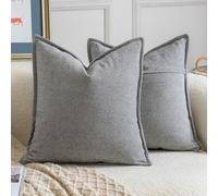 Madizz Juego de 2 Suave Chenilla Decorativo Funda de cojíns con Borde Neutras Fundas de Almohada Boho para Sofá Dormitorio Salón Negro Blanco Cuadrado 65 x 65 cm