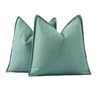 Madizz Juego de 2 Suave Felpilla Chenilla Texturizado Decorativo Funda de cojíns Lujo Estilo Fundas de Almohada para el sofá Dormitorio Aqua Cuadrado 65 x 65 cm