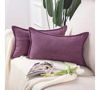 Madizz Juego de 2 Suave Felpilla Decorativo Funda de cojíns Lujo Estilo Fundas de Almohada para el sofá Dormitorio Púrpura Rectangular 30 x 50 cm