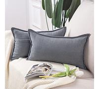 Madizz Juego de 2 Suave Felpilla Decorativo Funda de cojíns Lujo Estilo Fundas de Almohada para el sofá Dormitorio Gris Rectangular 40 x 60 cm
