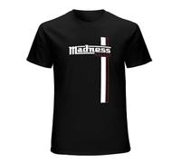 Madness - Camiseta de manga corta con rayas Pop Rock Ska Suggs 100% algodón, color negro, Negro, L