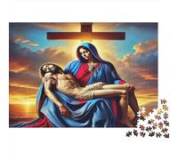 Madonna Religiosa Cruz Puzzle de 1000 Piezas Papel Puzzle para Adultos Escena al Atardecer Ocio Decoración Regalo Familiar 52x38cm/1000pcs