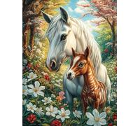 Madre Caballo y Potro Puzzle 1000 Piezas Impossible Creativo Único Hada Tale Wild Animals Fantasy Rompecabezas 3D Obra De Arte para Toda La Familia Juguete Educativo Decoración 1000 PCS