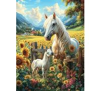Madre Caballo y Potro Puzzle 1000 Piezas Obra De Arte Premium Animal Plant Hada Tale Rompecabezas Familiar para Adultos Aliviar Estrés Decoración Hogar Moderno 1000 PCS
