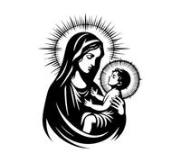 Madre de Jesús Virgen María Bendita Calcomanías de letras 34x44cm Decoración de carrocerías Negro