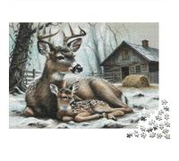 Madre del Ciervo de Invierno Puzzle 1000 Piezas para Adultos Entrenamiento De Concentración Mejora De La Concentración Más Vendido Decoración del Hogar Cartón Grueso 70x50cm/1000pcs