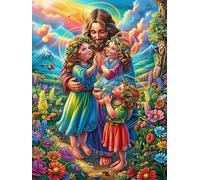 Madre e Hija abrazándose Puzzle 300 Piezas Obra De Arte Premium Animal Plant Hada Tale Rompecabezas Familiar para Adultos Aliviar Estrés Decoración Hogar Moderno 300 PCS