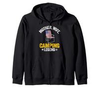 Madre Esposa Camping Leyenda Mamá Bandera Americana Mujeres Camping Sudadera con Capucha