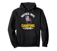 Madre Esposa Camping Leyenda Mamá Bandera Americana Mujeres Camping Sudadera con Capucha