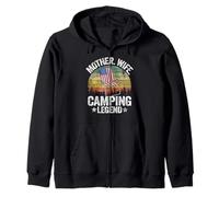 Madre Esposa Camping Leyenda Mamá Bandera Americana Mujeres Camping Sudadera con Capucha