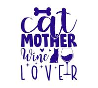madre gata amante del vino Calcomanías de pared 40x52.4cm Decoración de tiendas Azul oscuro