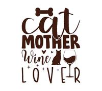 madre gata amante del vino Calcomanías de pared 52x68.1cm Varios tamaños Café