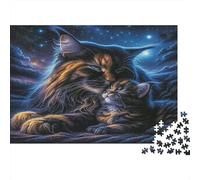 Madre Gata y Gatito Puzzle 1000 Piezas Papel Reciclado para Adultos Puzzle para Adultos Juego Familiar Divertido desafiante Excelente Idea de Regalo para Mujeres y Regalos para Hombres
