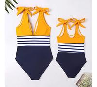 Madre Hija Bikinis Traje Baño,Trajes De Baño A Juego Para La Familia Madre Hija Bikinis Sets De Moda Rayas De Color Tankini Trajes De Baño De Una Pieza, Trajes De Baño De Verano Para Mujeres Ropa