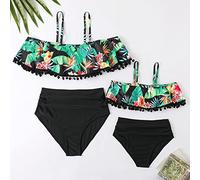Madre Hija Bikinis Traje Baño,Trajes De Baño A Juego Para La Familia Madre Hija Bikinis Sets Estampados Hawaianos Borlas Tops Fondos De Cintura Alta Moda Trajes De Baño Tankini De Dos Piezas, Traj