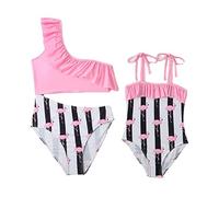 Madre Hija Bikinis Traje Baño,Trajes De Baño A Juego Para La Familia Madre Hija Bikinis Sets Flamingo Print Ruffle Tankini Fashion One Piece Trajes De Baño, Trajes De Baño De Verano Para Mujeres