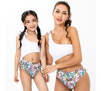 Madre Hija Bikinis Traje Baño,Trajes De Baño A Juego Para La Familia Madre Hija Bikinis Sets Moda Un Hombro Colorblock Print Tankini Trajes De Baño De Una Pieza, Trajes De Baño De Verano Para Muj