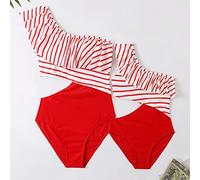 Madre Hija Bikinis Traje Baño,Trajes De Baño A Juego Para La Familia Madre Hija Bikinis Sets Ruffle Stripe Tankini Fashion One Piece Trajes De Baño, Trajes De Baño De Verano Para Mujeres Ropa De