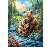 Madre Oso Pardo y su Cachorro Puzzle 300 Piezas Obra De Arte Familiar Coleccionable Hada Tale Wild Animals Fantasy Rompecabezas 3D para Hombres Y Mujeres Juguete Educativo Desafío Intelectual 300 PCS