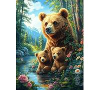 Madre Oso Pardo y su Cachorro Puzzles 1000 Piezas Estera Portátil Familiar Hada Tale Wild Animals Fantasy Rompecabezas para Adultos Aliviar Estrés 3D Maquetas Construir DIY Moderno 1000 PCS