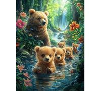 Madre Oso Pardo y su Cachorro Puzzles 500 Piezas Portátil 3D Compacto Animal Plant Hada Tale Rompecabezas Familiar para Toda La Familia Maquetas Educativas Construir Aliviar Estrés 500 PCS