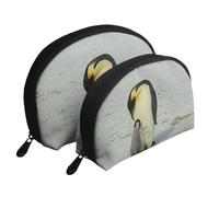 Madre pingüino y bebé pingüino, Bolsa de Maquillaje de Concha, Monedero pequeño para Mujer, Bolsa de artículos de tocador, Bolsa de cosméticos, 2 Piezas