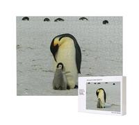 Madre pingüino y bebé pingüino,Rompecabezas de Madera de 500 Piezas, Juego Familiar, Rompecabezas para Adultos, Adolescentes, decoración del hogar