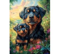 Madre Rottweiler y su Cachorro Puzzle 1000 Piezas Maquetas Construir 3D Detalladas Animal-Planta fantástico Rompecabezas Educativo para Familia Aliviar Estrés Estera Portátil Moderno 1000 PCS