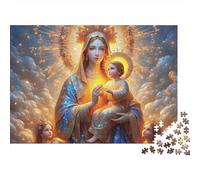 Madre Santa Niño Arte Religioso Puzzle de 1000 Piezas Puzzle para Adultos Papel Juego de Puzzle 1000 Piezas Escena Espiritual Decoración Hogar Regalo 38x26cm/1000pcs