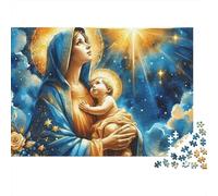 Madre y Niño Arte religioso Puzzle de 1000 Piezas Papel Puzzle para Adultos Arte Espiritual Relajante interacción Familiar decoración Regalo 52x38cm/1000pcs
