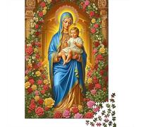 Madre y Niño Religiosos Puzzle para Adultos Puzzle de 1000 Piezas Arte Floral Papel Relajación Decoración Regalo Familiar Atención 52x38cm/1000pcs