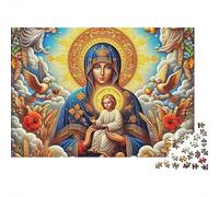 Madre y Niño Santo Arte Puzzle de 1000 Piezas Papel para Adultos Escena Religiosa Vintage Puzzle para Toda la Familia Relajación Decoración Hogar Regalo 52x38cm/1000pcs