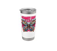 Madres Fab Day Groovy Hippie 60s Colorido 70s Mariposa Mamá Vaso térmico de acero inoxidable de doble pared