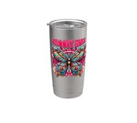 Madres Fab Day Groovy Hippie 60s Colorido 70s Mariposa Mamá Vaso térmico de acero inoxidable de doble pared