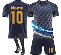 Madrid Camiseta de Fútbol Personalizada para Niños y Adultos Camiseta de Entrenamiento Deportivo con Nombre y Número Ropa Futbol Niño Infantil/Adulto 2023/2024 - Réplica Oficial con Liciencia