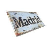 Madrid - Cartel de metal vintage - 30 x 15 cm, placa rústica de pared de ciudad para bar, pub, garaje, cueva de hombre, decoración del hogar