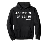Madrid Coordenadas Diseño Vacaciones España Sudadera con Capucha
