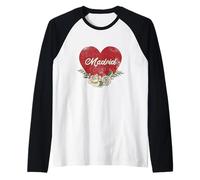 Madrid España Ciudad Vintage Viajes Vacaciones Corazón Rosas Camiseta Manga Raglan