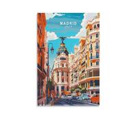 Madrid España Viajes Ciudad Arte de Pared Pinturas Lienzo Impresiones Póster Obra Arte Arte para Sala de Estar Dormitorio Baño Oficina Decoración del Hogar 12x18 pulgadas (30x45cm)